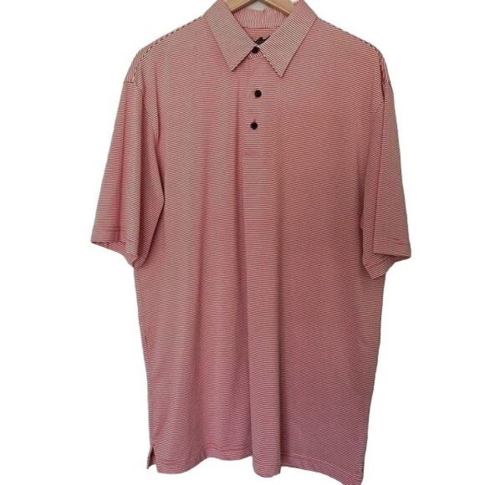Greg Norman XL Red White Stripe Golf Polo Short Sleeve